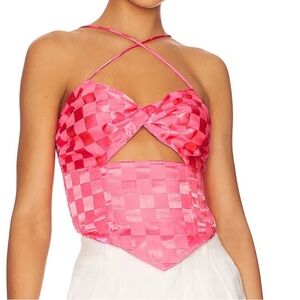 Pink Checkered Halter Top
